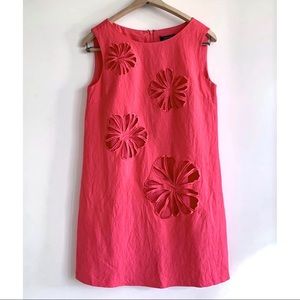 Tahari Linen dress | red Laser Cut Floral Sheath Dress red sundress mini dress